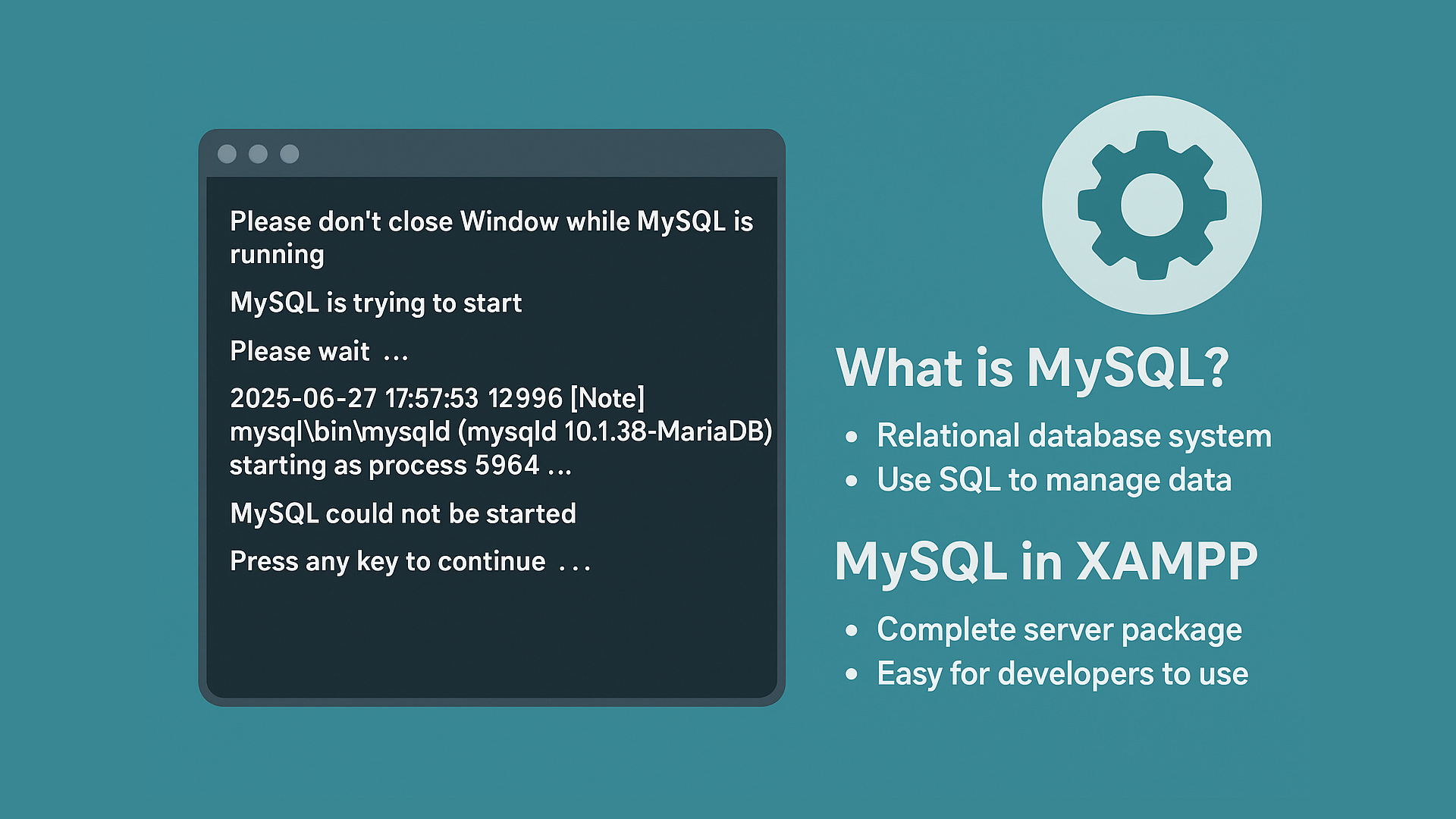 Mudah mengatasi error mysql di xampp windows