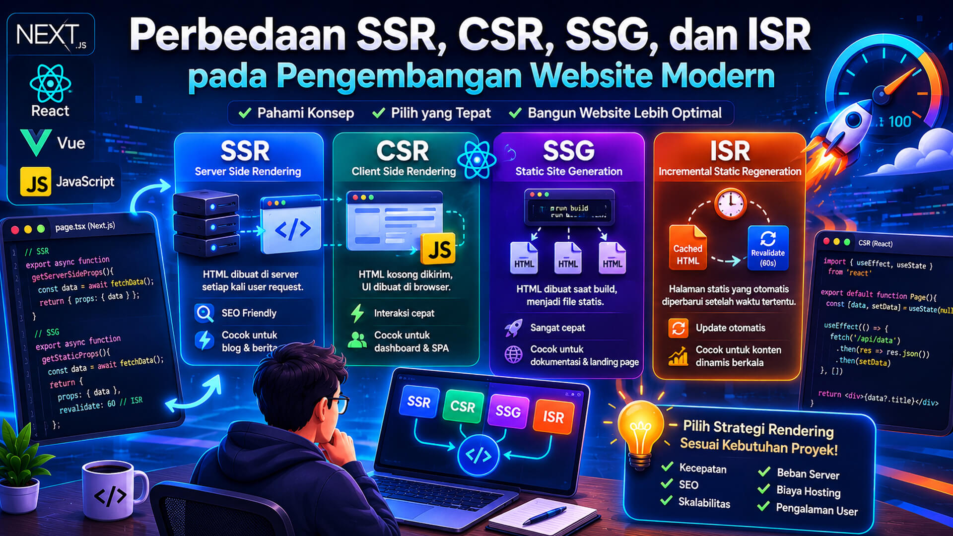 Perbedaan SSR, CSR, SSG, dan ISR pada Pengembangan Website Modern